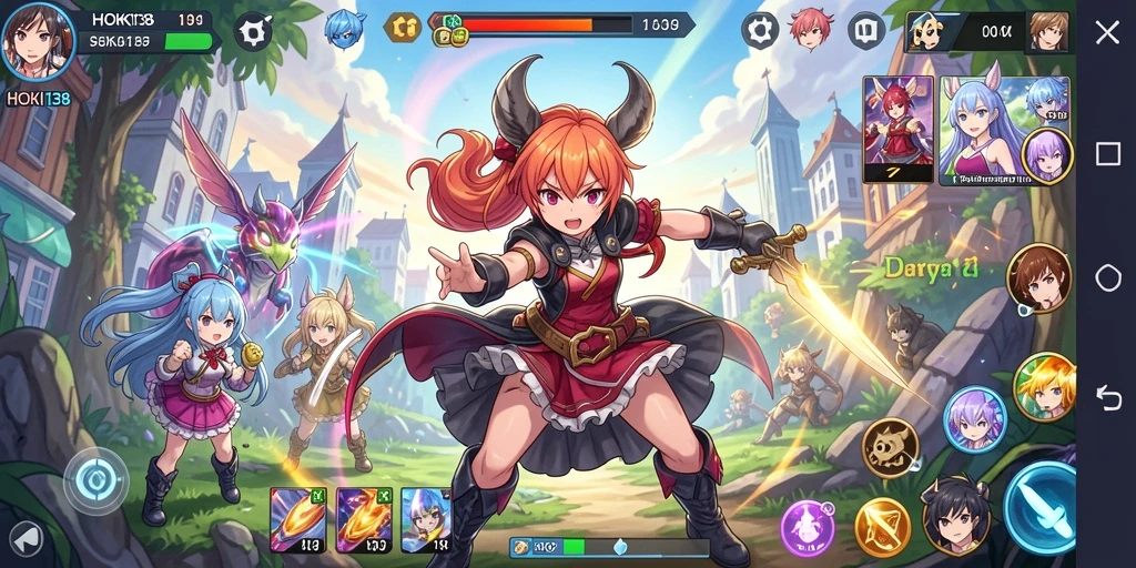 Tampilan gameplay epik dalam HOKI138 dengan karakter anime terkenal.