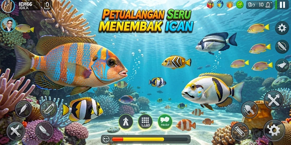 Tampilan gameplay seru dan menantang dari IDX66, game Tembak Ikan yang mengasyikkan.