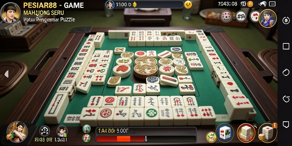 Tangkapan layar gameplay PESIAR88 yang menunjukkan aksi mahjong yang seru.