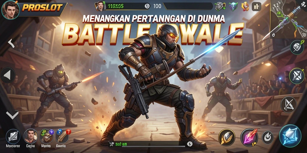 Screenshot gameplay PROSLOT dengan aksi seru Battle Royale.
