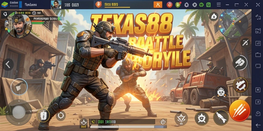 Tampilan gameplay yang seru dan menegangkan dalam TEXAS88 Battle Royale.