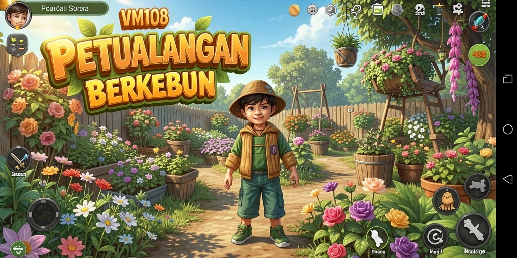Tangkapan layar menunjukkan aktivitas gameplay berkebun yang seru.